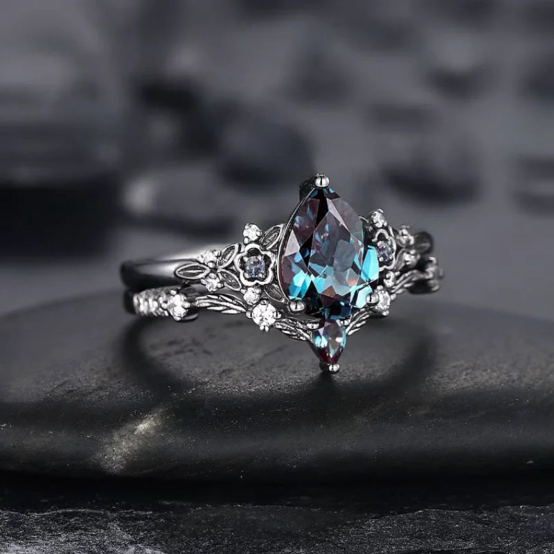 Ethereal Blue Blossom Ring