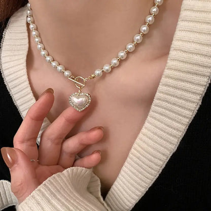 Pearl Heart Charm Necklace