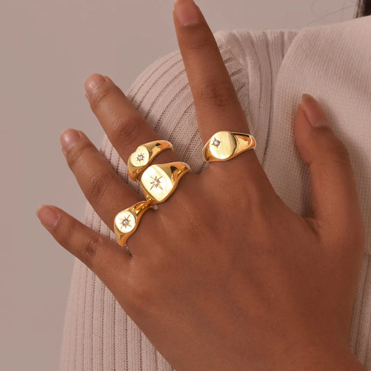 Celestial Glow Signet Ring Collection