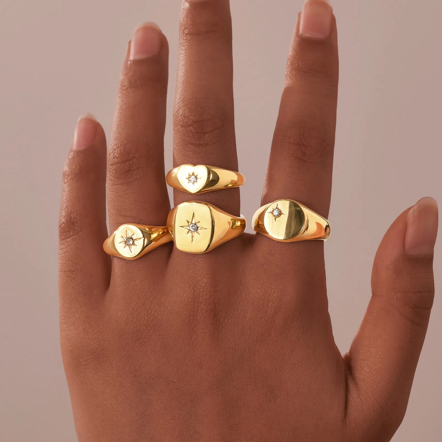 Celestial Glow Signet Ring Collection