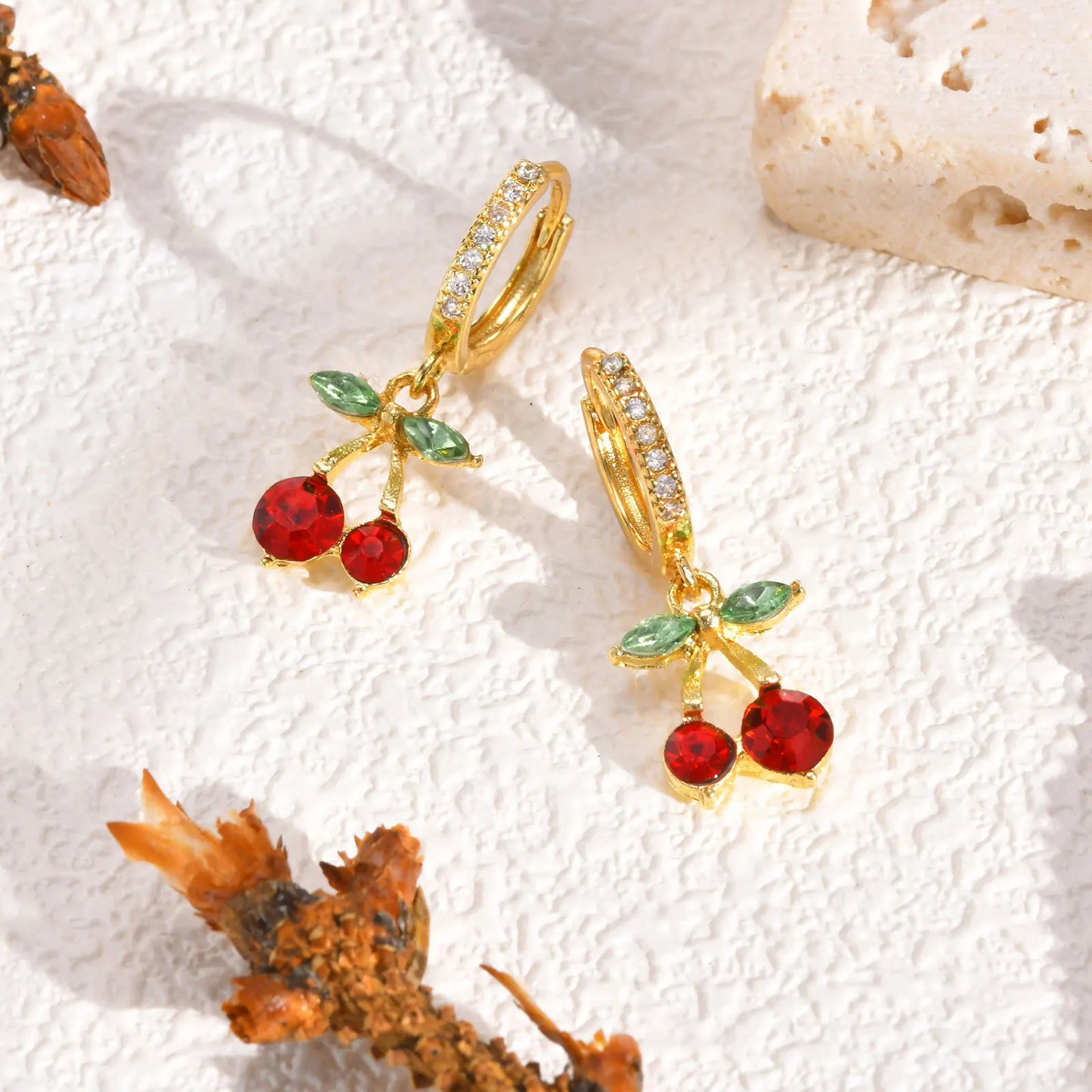 Golden Cherry Spark Earrings