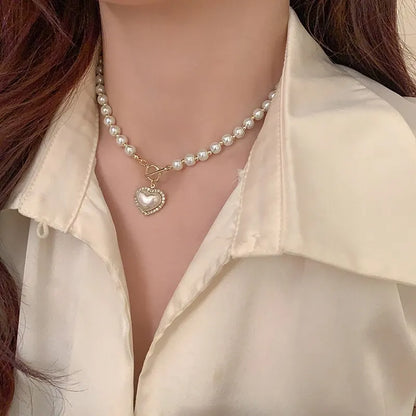 Pearl Heart Charm Necklace