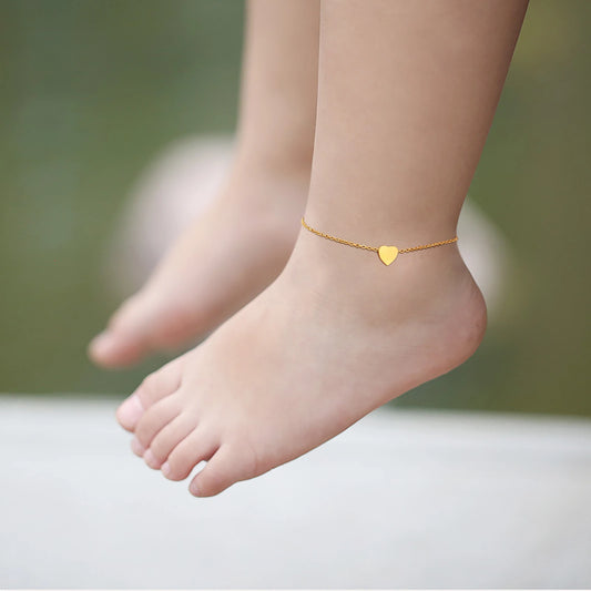Golden Heart Anklet – Minimal Love Edition