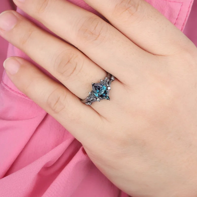 Ethereal Blue Blossom Ring