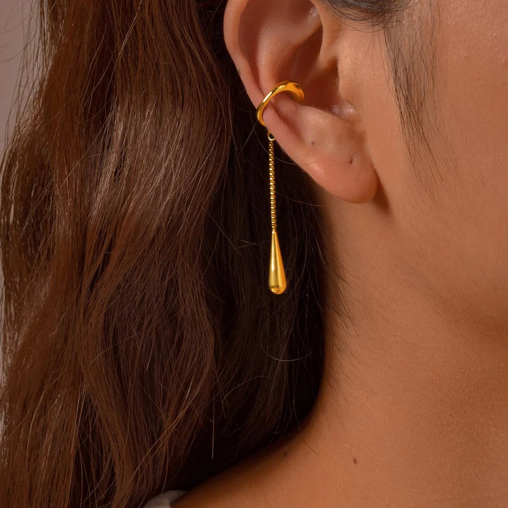 C-shaped Teardrop Ear Cuff Clip Earrings