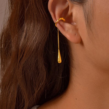 C-shaped Teardrop Ear Cuff Clip Earrings