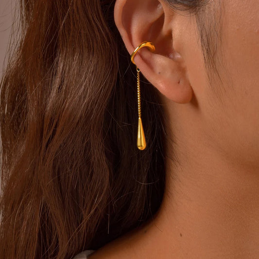 C-shaped Teardrop Ear Cuff Clip Earrings