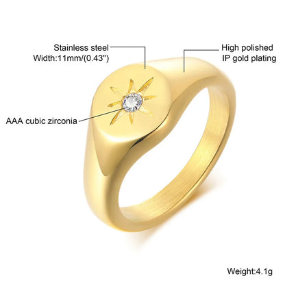 Celestial Glow Signet Ring Collection