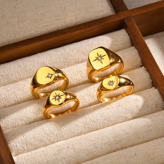 Celestial Glow Signet Ring Collection