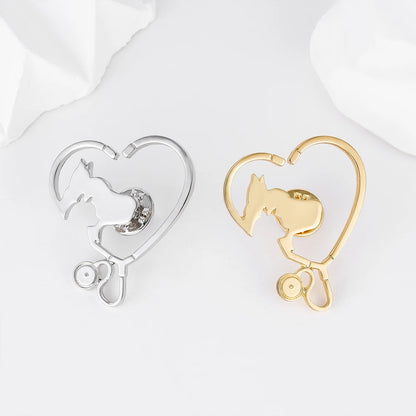 Golden Vet Heart Brooch – Love & Care Edition