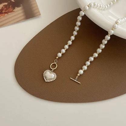Pearl Heart Charm Necklace