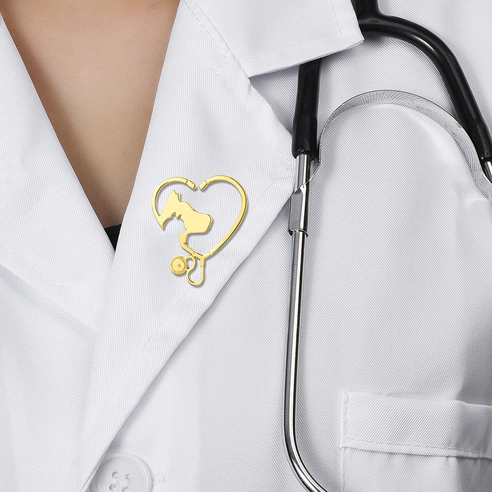 Golden Vet Heart Brooch – Love & Care Edition