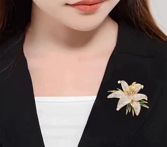 Golden Lily Elegance Brooch