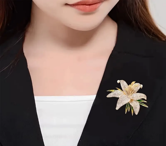 Golden Lily Elegance Brooch